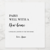 Moderne minimalistische Housewarming Party Gift Wijn Etiket (Enkel label)