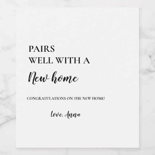 Moderne minimalistische Housewarming Party Gift Wijn Etiket (Enkel label)