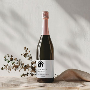 Moderne minimalistische Housewarming Party Gift Wijn Etiket
