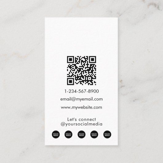 Moderne Minimalistische Huidverzorging Foto QR Cod Visitekaartje (Achterkant)