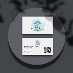 Moderne Minimalistische Huisreinigingsdienst QR Co Visitekaartje