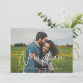 Moderne minimalistische Huwelijk Nieuwe Plan foto Aankondiging (Staand voorkant)