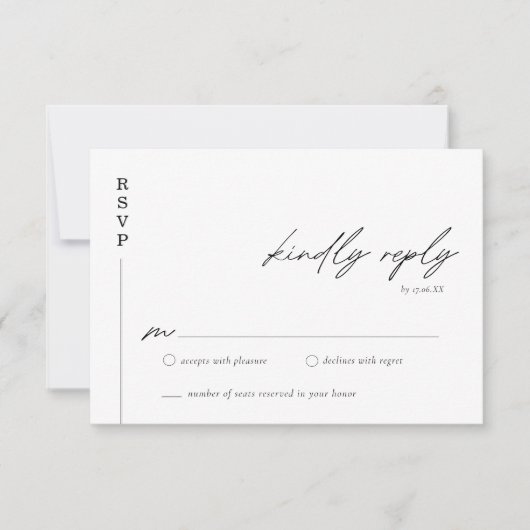 Moderne & Minimalistische Huwelijks RSVP Bijlageka Kaart (Voorkant)