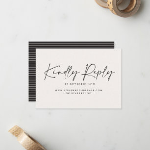 Moderne Minimalistische Huwelijks-RSVP met Stripe  Notitiekaartje