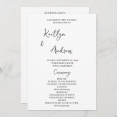 Moderne minimalistische huwelijksceremonie, handge programmakaart (Voorkant / Achterkant)