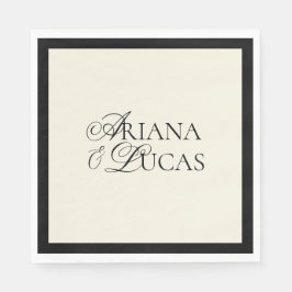 Moderne Minimalistische Huwelijksfilm Zwart en Wit Servet