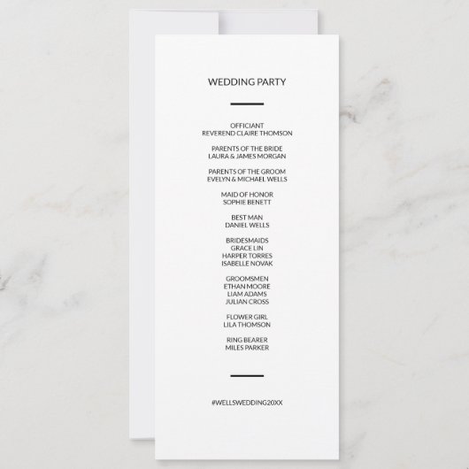 Moderne Minimalistische Huwelijksprogramma (Achterkant)