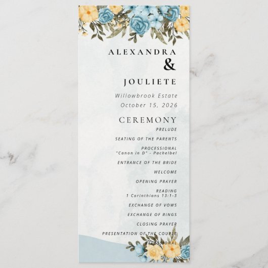 Moderne Minimalistische Huwelijksprogramma Gebeurt Programmakaart (Voorkant)