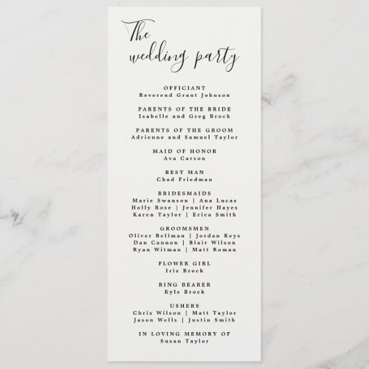 Moderne Minimalistische Huwelijksprogramma Gebeurt Programmakaart (Achterkant)