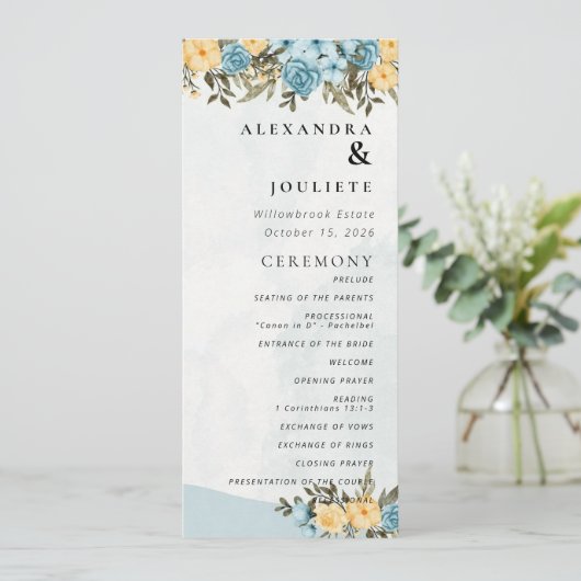 Moderne Minimalistische Huwelijksprogramma Gebeurt Programmakaart (Staand voorkant)