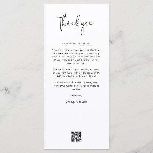 Moderne minimalistische huwelijksreceptie dank u & menu (Achterkant)