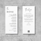 Moderne minimalistische huwelijksreceptie dank u & menu