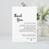 Moderne minimalistische huwelijkstafel Dank u kaar Bedankkaart (Staand voorkant)