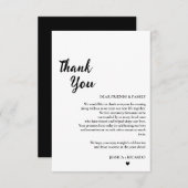 Moderne minimalistische huwelijkstafel Dank u kaar Bedankkaart (Voorkant / Achterkant)