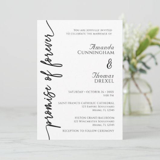 Moderne minimalistische huwelijksuitnodiging kaart (Staand voorkant)