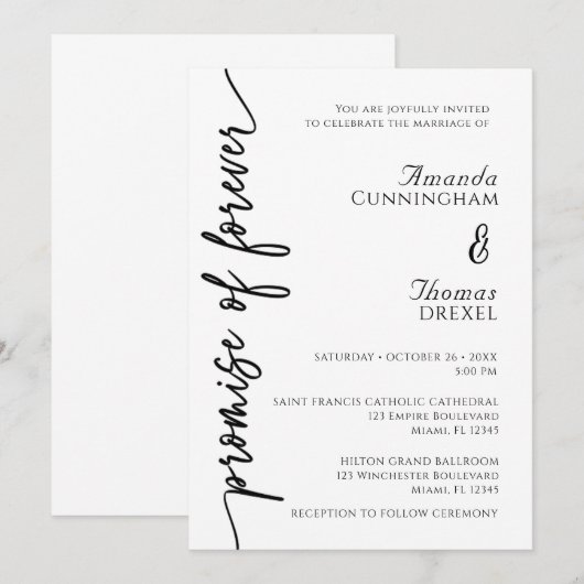 Moderne minimalistische huwelijksuitnodiging kaart (Voorkant / Achterkant)