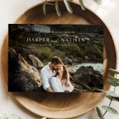 Moderne minimalistische huwelijksuitnodiging met f kaart