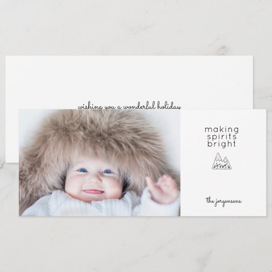 Moderne Minimalistische Hygge Vakantiefoto Feestdagenkaart (Voorkant / Achterkant)