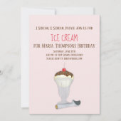 Moderne Minimalistische IJscrème Verjaardag Waterc Kaart (Voorkant)