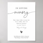 Moderne Minimalistische 'In Loving Memory' Trouwbo Poster (Voorkant)