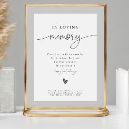 Moderne Minimalistische 'In Loving Memory' Trouwbo Poster