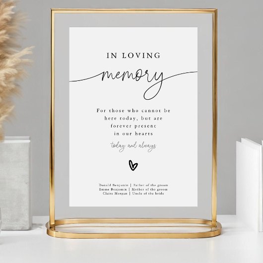 Moderne Minimalistische 'In Loving Memory' Trouwbo Poster
