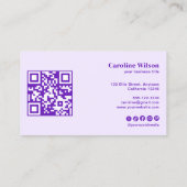 Moderne Minimalistische Indigo QR Code Professione Visitekaartje (Achterkant)