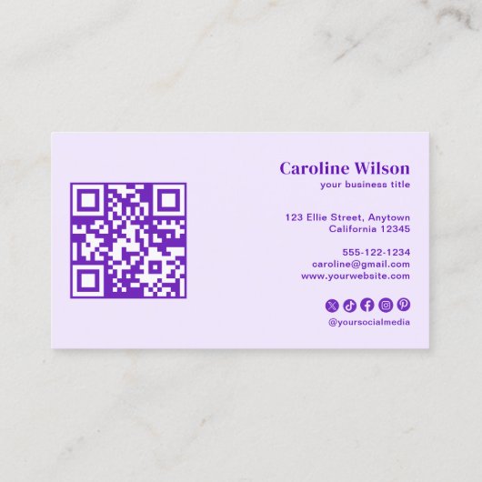Moderne Minimalistische Indigo QR Code Professione Visitekaartje (Achterkant)