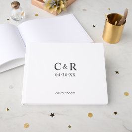 Moderne Minimalistische Initiaal Huwelijksmonogram Gastenboek
