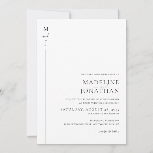 Moderne minimalistische Initiaal Monogram foto bru Kaart (Voorkant)