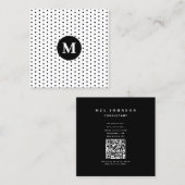 Moderne minimalistische Initiaal QR-code Vierkante Visitekaartje (Voorkant / Achterkant)