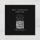 Moderne minimalistische Initiaal QR-code Vierkante Visitekaartje (Achterkant)