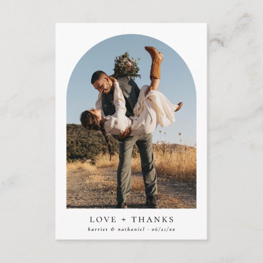 Moderne minimalistische Initialen boog foto bruilo Bedankkaart (Voorkant)