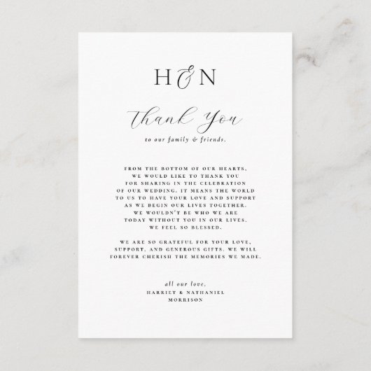 Moderne minimalistische Initialen boog foto bruilo Bedankkaart (Achterkant)