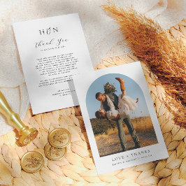 Moderne minimalistische Initialen boog foto bruilo Bedankkaart