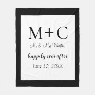 Moderne minimalistische Initialen bruiloft Fleece Deken