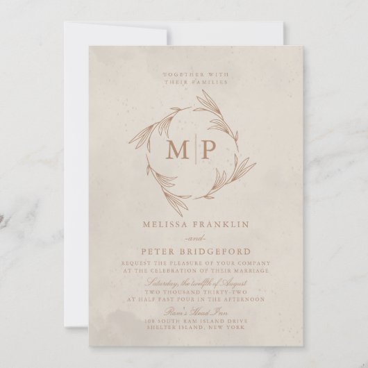 Moderne minimalistische Initialen bruiloft Kaart (Voorkant)