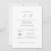 Moderne minimalistische Initialen bruiloft Kaart (Voorkant)