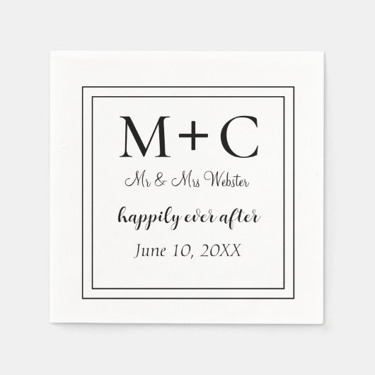 Moderne minimalistische Initialen bruiloft Servet (Voorkant)