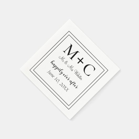 Moderne minimalistische Initialen bruiloft Servet (Hoek)