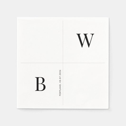 Moderne minimalistische Initialen bruiloft servett Servet (Voorkant)