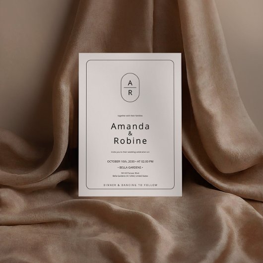Moderne minimalistische Initialen bruiloft uitnodi Kaart