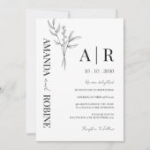 Moderne minimalistische Initialen bruiloft uitnodi Kaart (Voorkant)