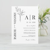 Moderne minimalistische Initialen bruiloft uitnodi Kaart (Staand voorkant)