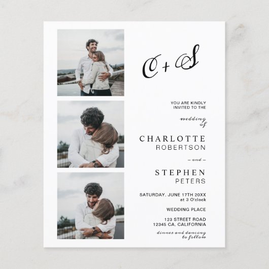 Moderne, minimalistische initialen fotobudgetbruil (Voorkant)