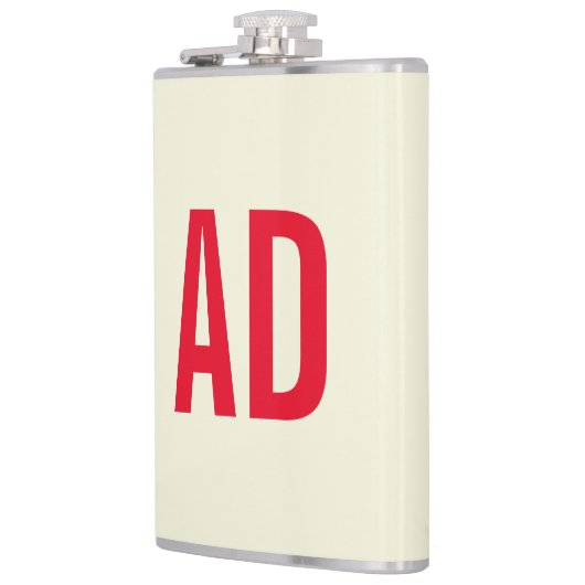 Moderne minimalistische Initialen Rood Monogram Be Heupfles (Links)