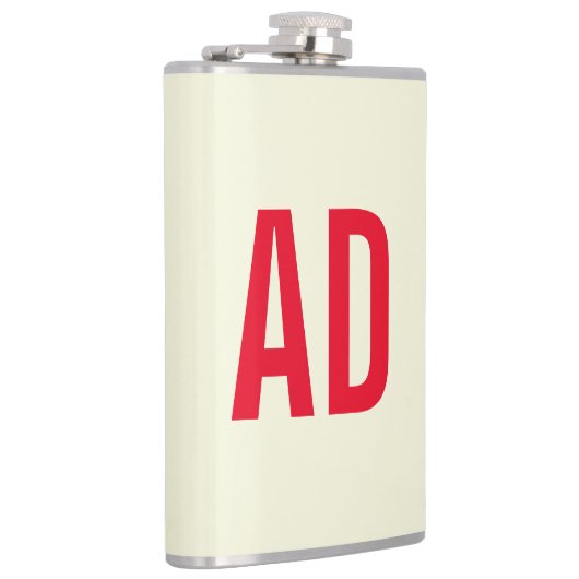 Moderne minimalistische Initialen Rood Monogram Be Heupfles (Rechts)