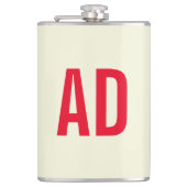 Moderne minimalistische Initialen Rood Monogram Be Heupfles (Voorkant)