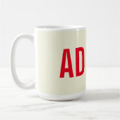 Moderne minimalistische Initialen Rood Monogram Be Koffiemok (Links)