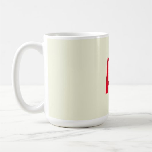 Moderne minimalistische Initialen Rood Monogram Be Koffiemok (Links)